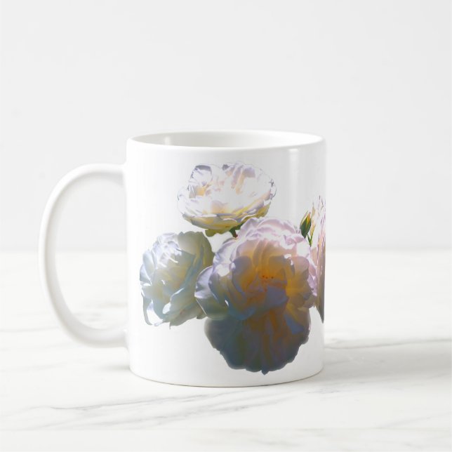 Caneca De Café Rosas esbranquiçados de cor laranja esbranquiçada (Esquerda)