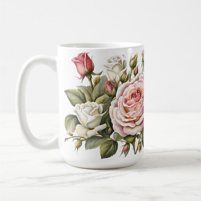 Caneca De Café Rosas - Flor de Pastel clássico (Esquerda)