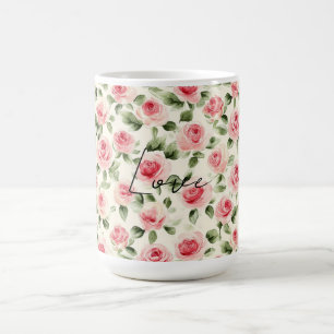 Caneca De Café Rosas Florais Rosa Bonito