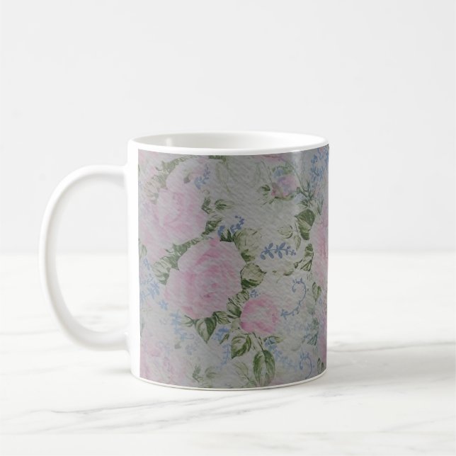 Caneca De Café Rosas Florais Rosa Vintage (Esquerda)