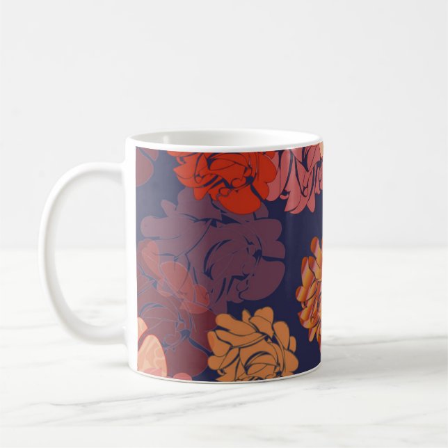 Caneca De Café Rosas modernos (Esquerda)
