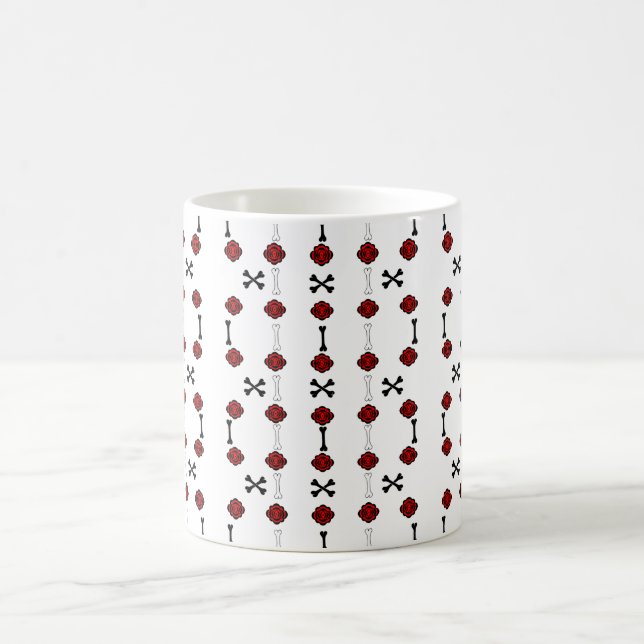 Caneca De Café Rosas mortos (Preto com Vermelho) (Centro)