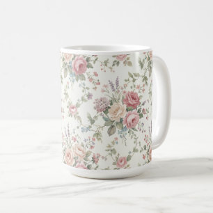 Caneca De Café Rosas Pastel Elegantes Shabby Chic