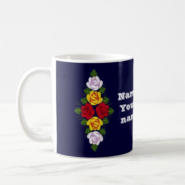 Caneca De Café Rosas personalizados de Narrowboat (Esquerda)