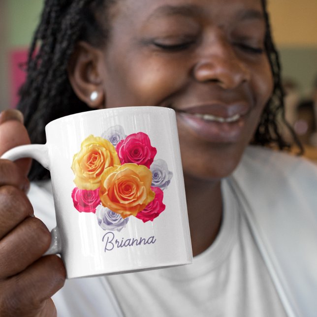 Caneca De Café Rosas Personalizados No Bloom Motif Mug (Criador carregado)