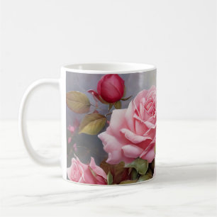 Caneca De Café Rosas Pink Vintage