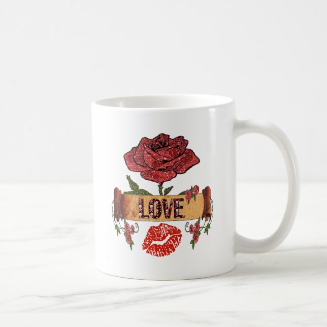 Caneca De Café Rosas Rockabilly RAB, Amor & Batom (Direita)