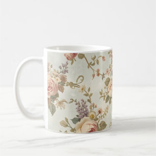 Caneca De Café Rosas Românticas & Guarlanda de Flores Silvestres