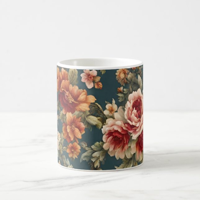 Caneca De Café Rosas românticas refinados e flores lindas (Centro)