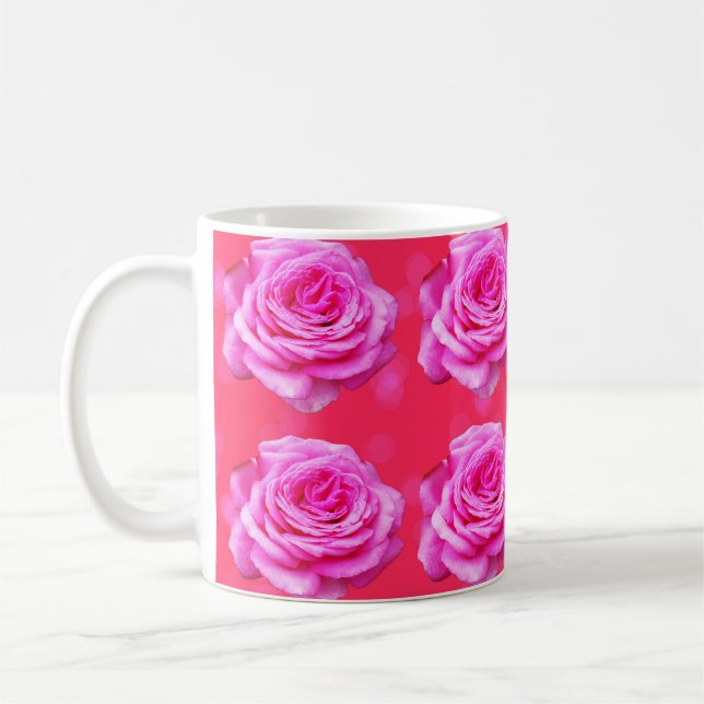 Caneca De Café Rosas Rosa Em Bolsa Rosa Esparta, (Esquerda)