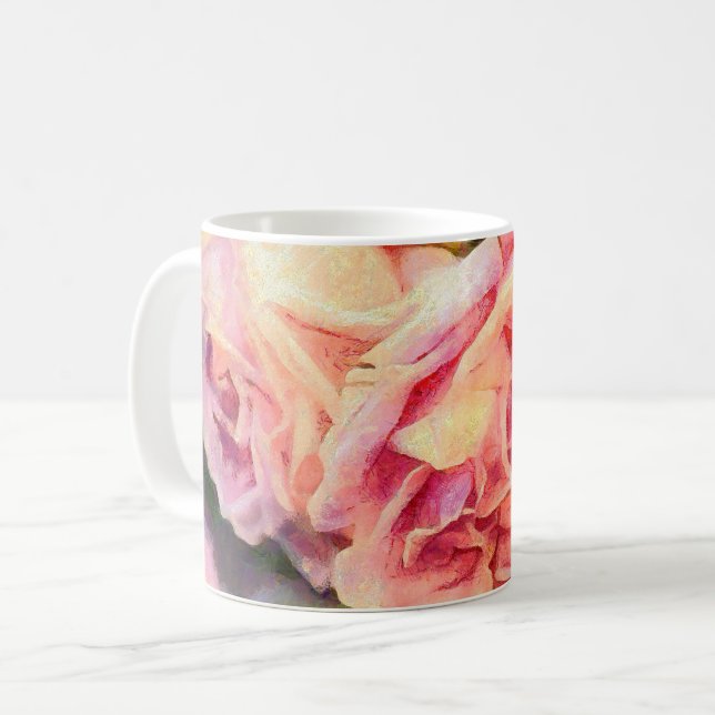 Caneca De Café Rosas Rosa Painterly (Frente Esquerda)