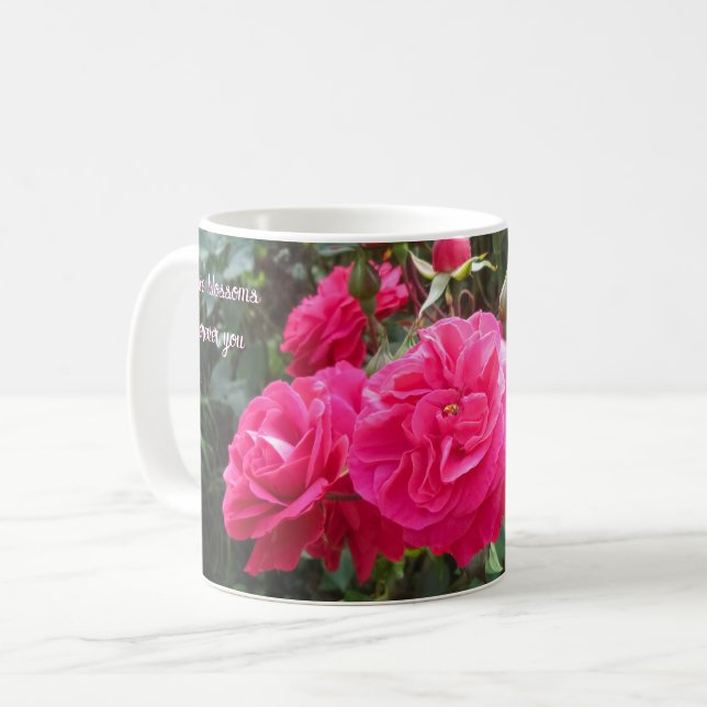 Caneca De Café Rosas rosa-quente - Dia de as mães personalizado (Frente Esquerda)