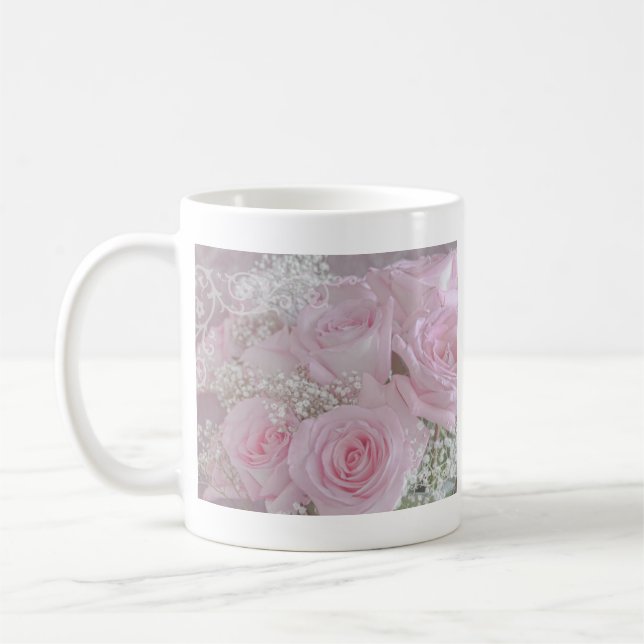 Caneca De Café Rosas rosadas suaves e respiração do bebê (Esquerda)