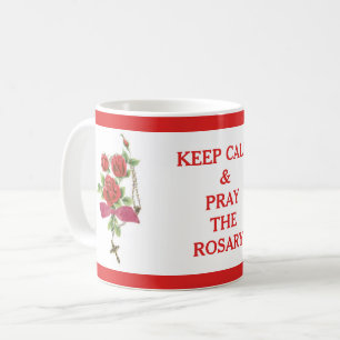 CANECA DE CAFÉ ROSAS ROSARY KEEP CALM CRUCIFIX