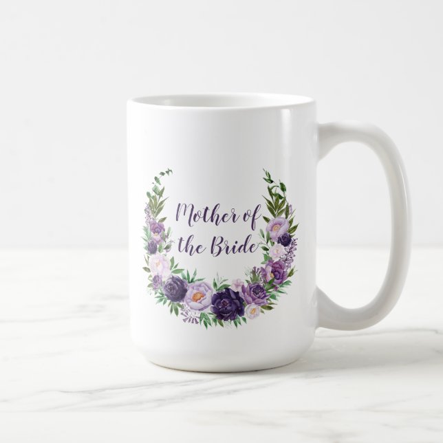 Caneca De Café Rosas Roxas, Lavanda, Rosadas Mãe da Noiva (Direita)
