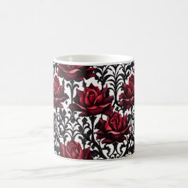 Caneca De Café Rosas vermelhas do gótico no plano de fundo branco
