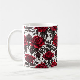 Caneca De Café Rosas vermelhas do gótico no plano de fundo branco