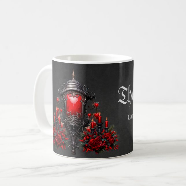Caneca De Café Rosas vermelhas e design de portão incríveis (Frente Esquerda)