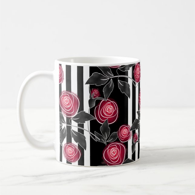 Caneca De Café Rosas vermelhas, flores abstratas, flores, padrão  (Esquerda)