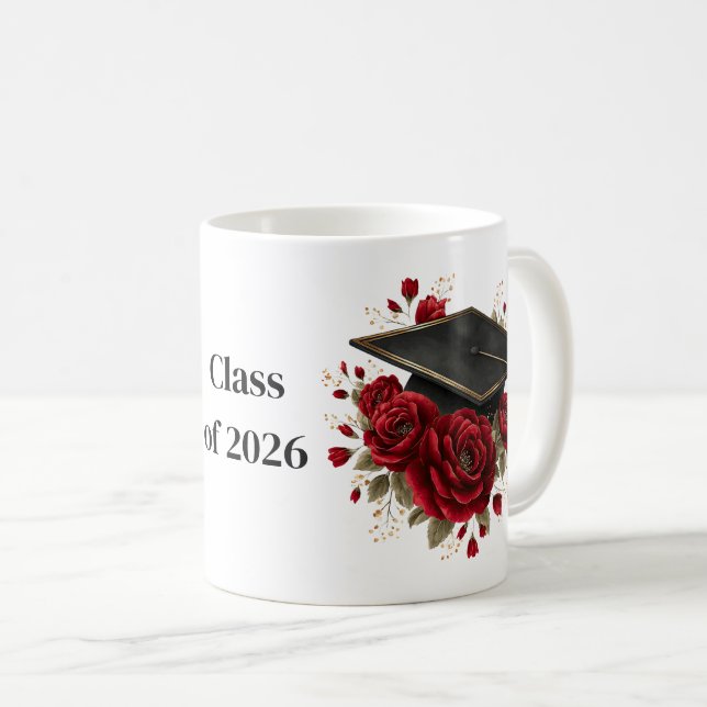 Caneca de Café Rosas Vermelhas Graduado (Frente Esquerda)
