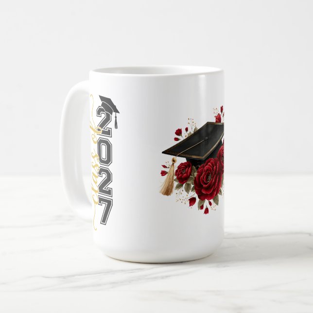 Caneca de Café Rosas Vermelhas Graduado (Frente Esquerda)