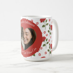 Caneca De Café Rosas Vermelhas Personalizadas e Foto de Pegadas d