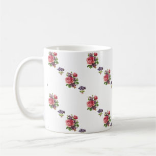 Caneca De Café Rosas Violetas Românticas Vintage Shabby Chic Cott