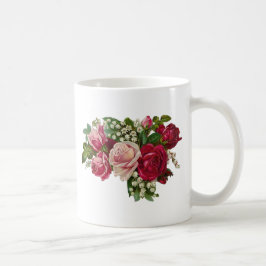 Caneca De Café Rosas vitorianas clássicas Lily do Vale Romance