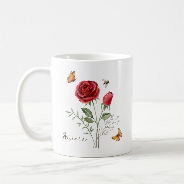 Caneca De Café Rose Birth Month Flower (Esquerda)