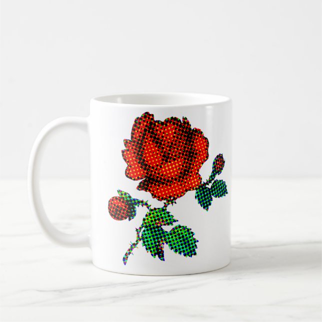 Caneca De Café Rose Bloom Halftone Fine Art (Esquerda)