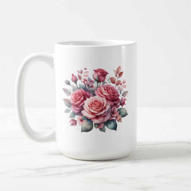 Caneca De Café Rose Bouquet Floral Design- 62101 (Esquerda)