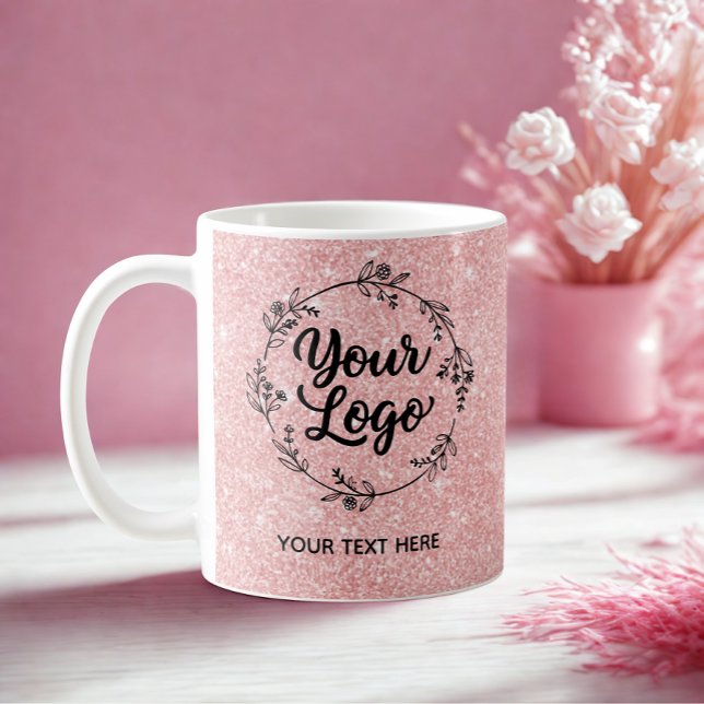 Caneca De Café Rose Gold Glitter QR Code Website Marketing (Criador carregado)