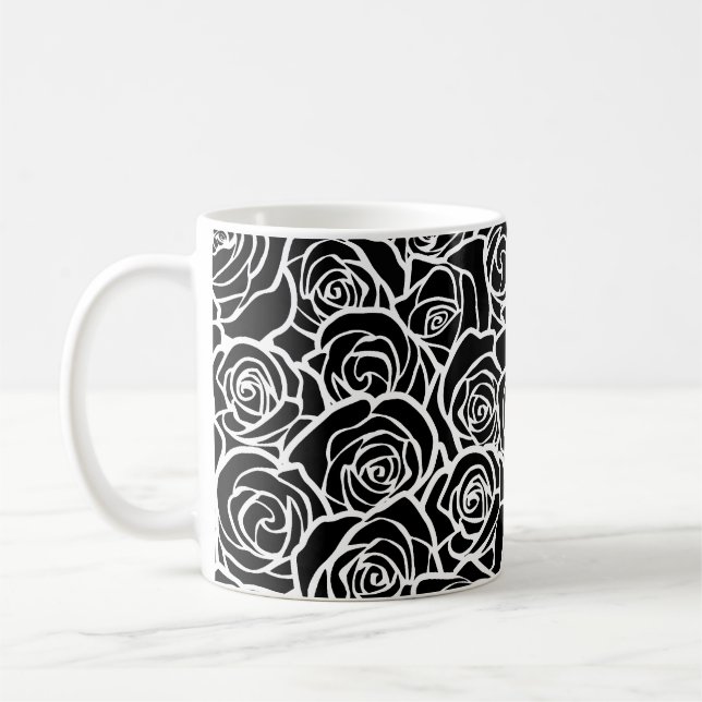 Caneca De Café Roseiras brancas, pretas e pretas, da linhagem bra (Esquerda)