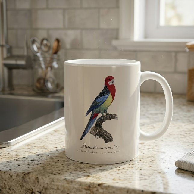 Caneca De Café Rosella-oriental ou periquito Platycercus eximius (Eastern rosella or Platycercus eximius parakeet. Coffee Mug)