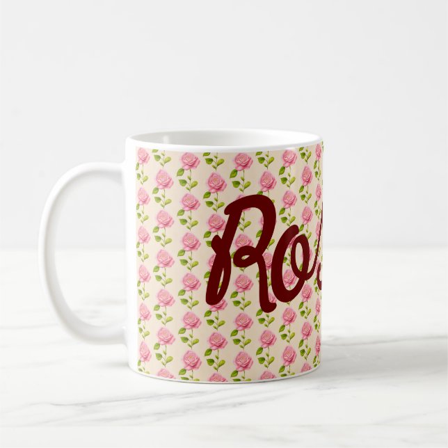 Caneca De Café Rosen Muster rosa pink (Esquerda)