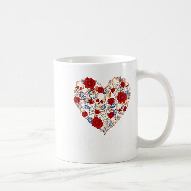 Caneca De Café Roses And Skulls Heart Gothic Style Valentine Be M (Direita)