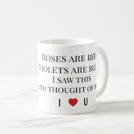 Caneca De Café Roses Are Red Valentine’s  – Romantic Typography 