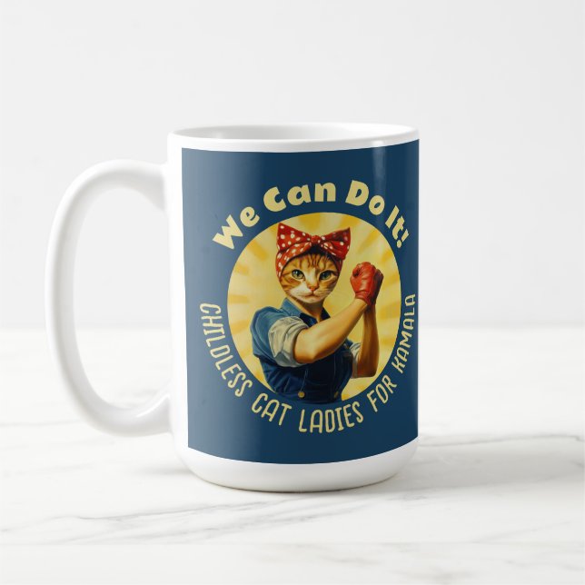 Caneca De Café Rosie The Riveter Cat Ladras Para Kamala Harris (Esquerda)