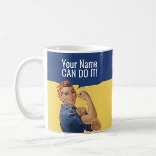 Caneca De Café Rosie the Riveter Mugs   Texto personalizado