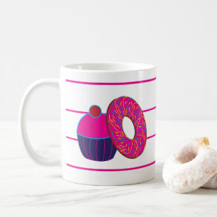 Caneca De Café Rosquinha Cupcake Faixa Rosa