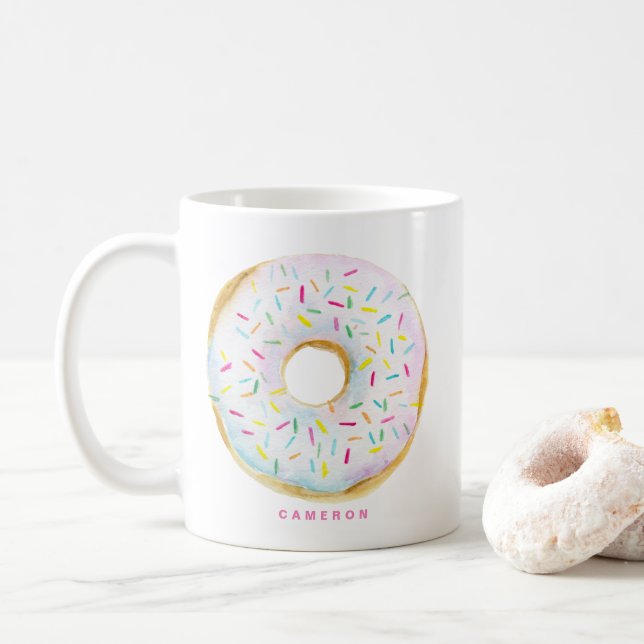 Caneca De Café Rosquinha de espiral de chocolate branco (Com Donut)