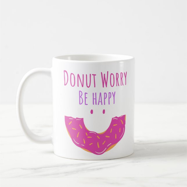 Caneca De Café Rosquinha Kawaii Cute Preocupada Seja Rosquinha Fe (Esquerda)