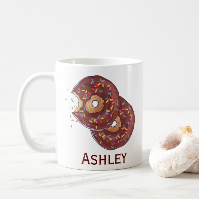 Caneca De Café Rosquinha Personalizada De Chocolate Duplo Com Gar (Com Donut)