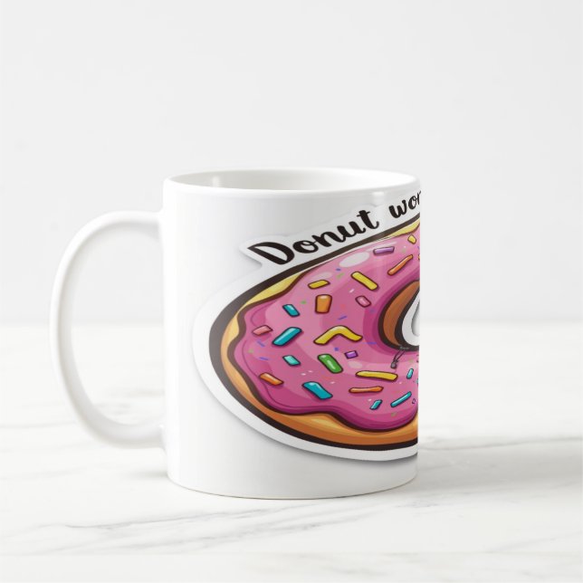 Caneca De Café Rosquinha Preocupada, seja feliz - Motivação doce  (Esquerda)