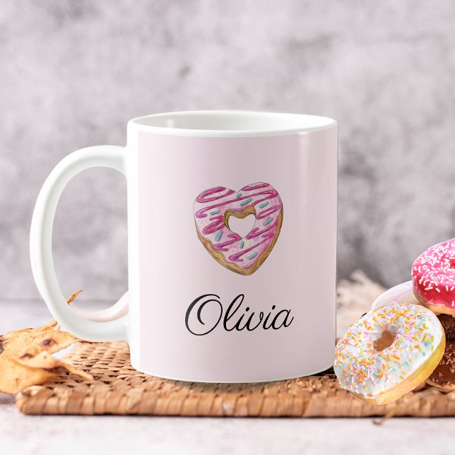 Caneca De Café Rosquinha Sweet Girl Sprinkles Nome Personalizado (Criador carregado)