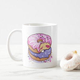 Caneca De Café Rosquinhas Rosa E Roxo De Aquarelas Com Préguas