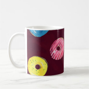 Caneca De Café Rosquinhas Ruby: Padrão Sem Costura De Aquarela.