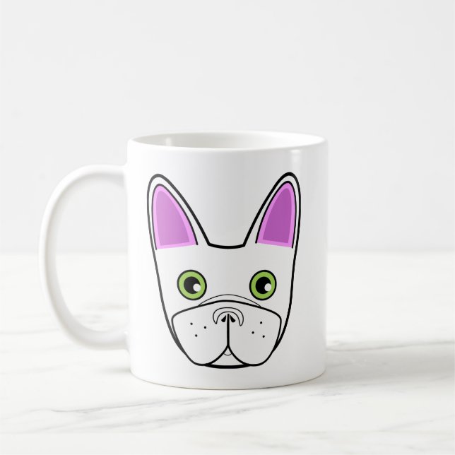 Caneca De Café Rosto Adorável de Bulldog Francês - Francês Branco (Esquerda)