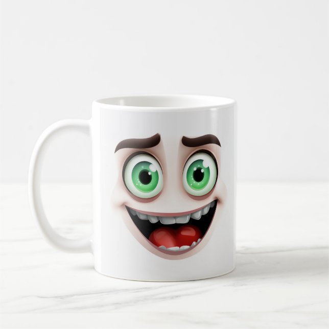 Caneca De Café Rosto Cartoonónico Vibrante Com Recursos Exagerado (Esquerda)