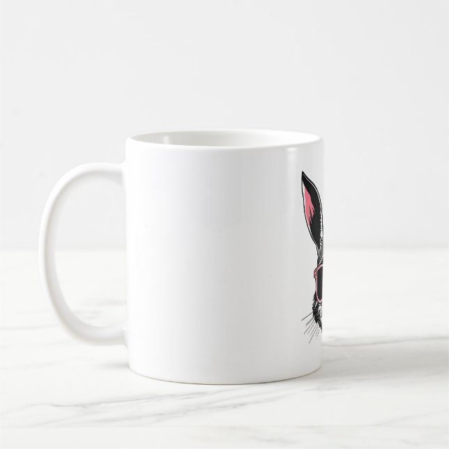 Caneca De Café Rosto Coelhinho Com Óculos De Sol Dia De Páscoa Pa (Esquerda)